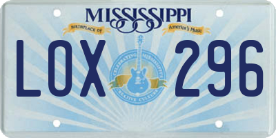 MS license plate LOX296