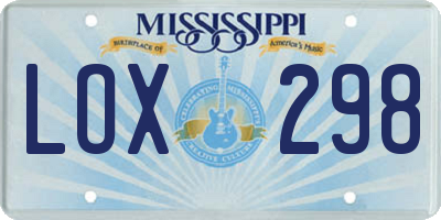 MS license plate LOX298
