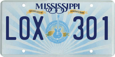 MS license plate LOX301