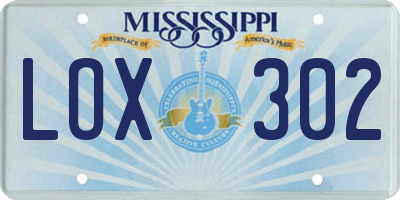 MS license plate LOX302