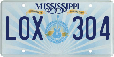 MS license plate LOX304