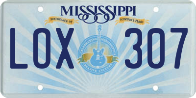 MS license plate LOX307