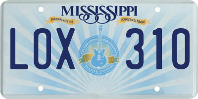 MS license plate LOX310