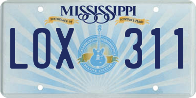 MS license plate LOX311