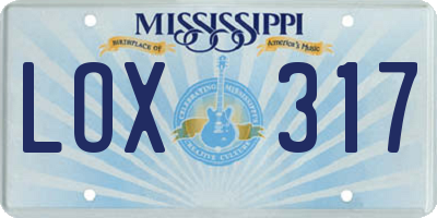 MS license plate LOX317
