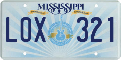 MS license plate LOX321