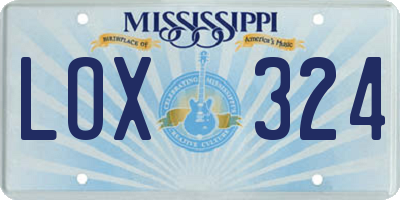 MS license plate LOX324