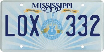 MS license plate LOX332