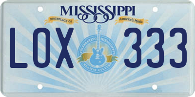 MS license plate LOX333