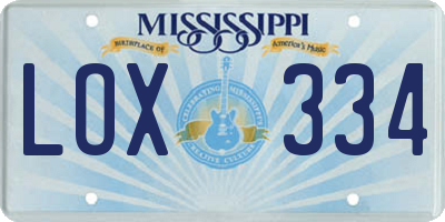 MS license plate LOX334