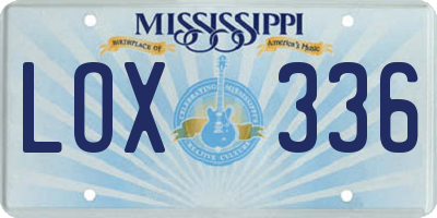 MS license plate LOX336