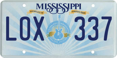 MS license plate LOX337