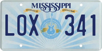 MS license plate LOX341