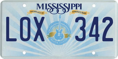 MS license plate LOX342