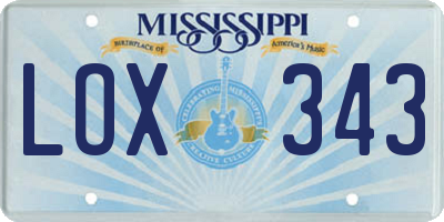 MS license plate LOX343