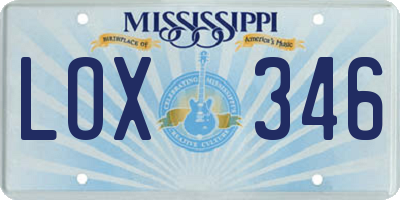 MS license plate LOX346