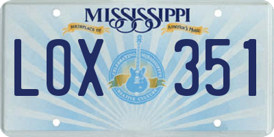 MS license plate LOX351
