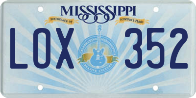 MS license plate LOX352