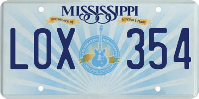 MS license plate LOX354