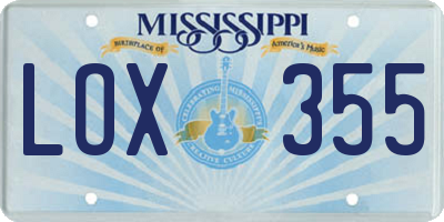 MS license plate LOX355