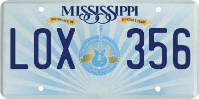 MS license plate LOX356