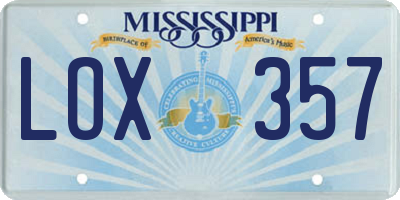MS license plate LOX357