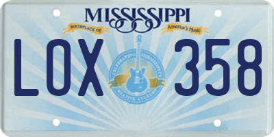 MS license plate LOX358