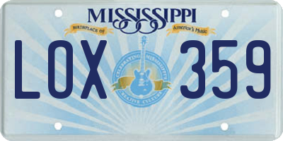 MS license plate LOX359