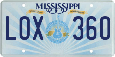 MS license plate LOX360
