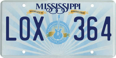 MS license plate LOX364