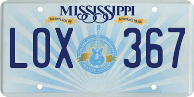 MS license plate LOX367