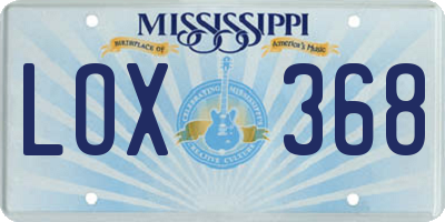 MS license plate LOX368