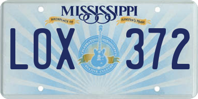MS license plate LOX372
