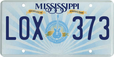 MS license plate LOX373