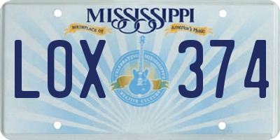 MS license plate LOX374