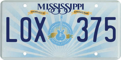MS license plate LOX375