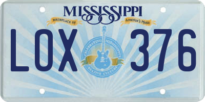 MS license plate LOX376