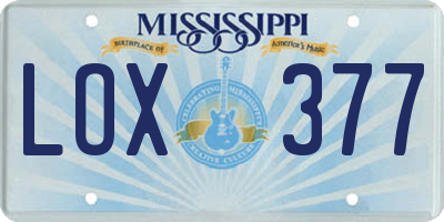 MS license plate LOX377