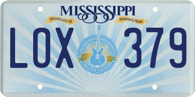 MS license plate LOX379