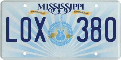 MS license plate LOX380
