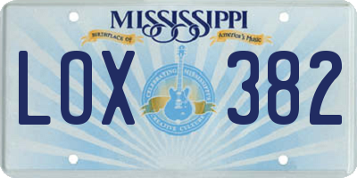 MS license plate LOX382