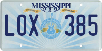 MS license plate LOX385