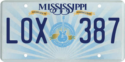 MS license plate LOX387