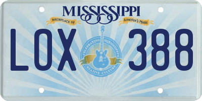 MS license plate LOX388