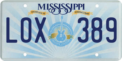 MS license plate LOX389