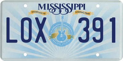 MS license plate LOX391