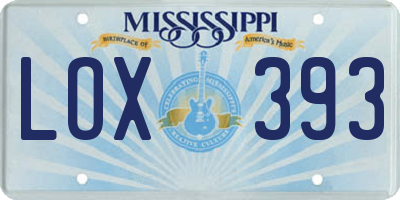 MS license plate LOX393