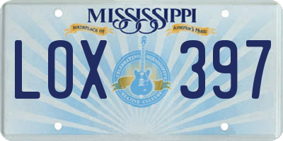 MS license plate LOX397