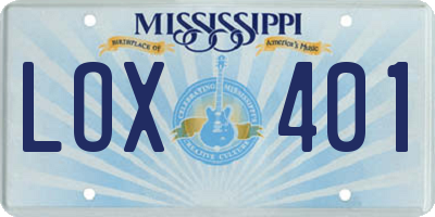 MS license plate LOX401