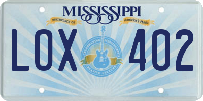MS license plate LOX402